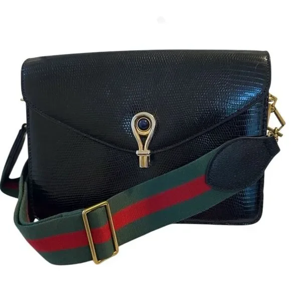 Gucci Black and Gold Leather Clutch